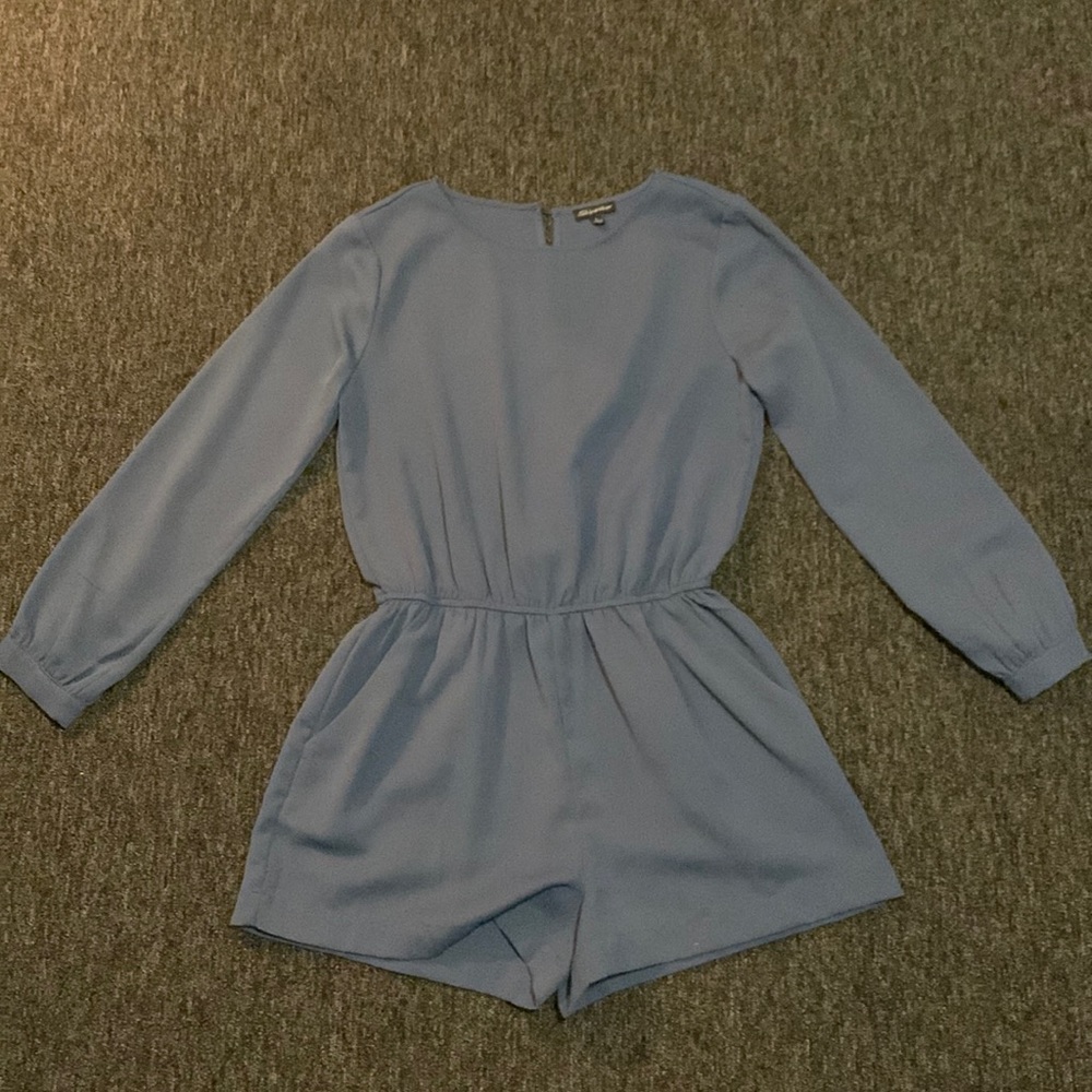 Shinestar, blue, long sleeve romper shirt
